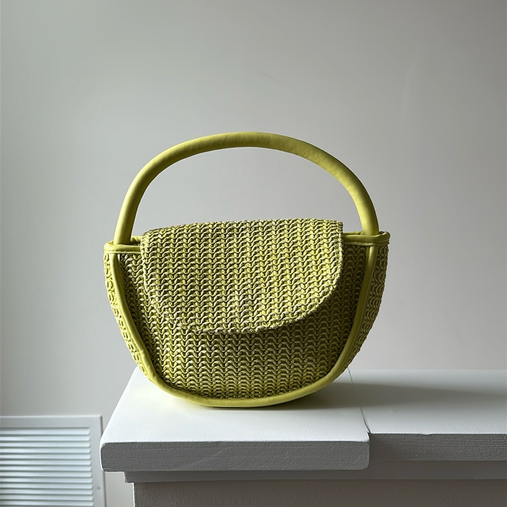 WOVEN NEON GREEN BAG